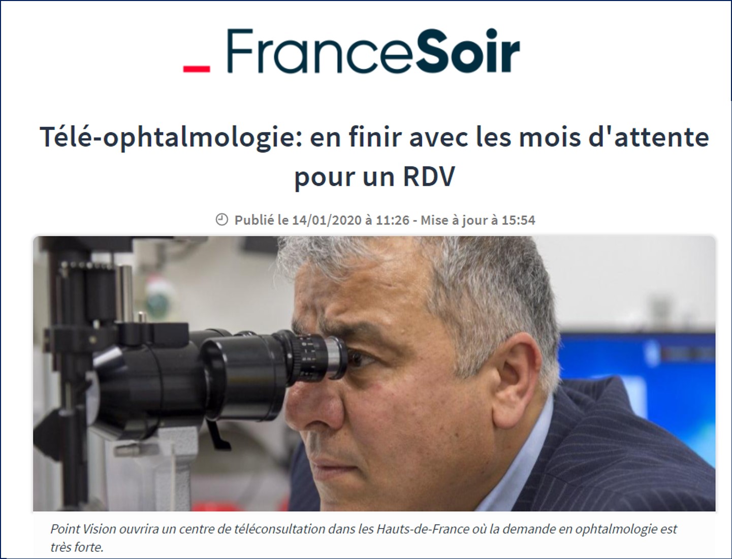 France Soir Télé-Ophtalmologie
